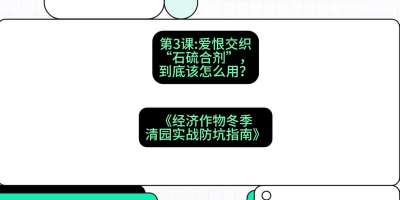 第3节：【核武药剂】爱恨交织的&ldquo;石硫合剂&rdquo;，到底该怎么用？，课程：《经济作物冬季清园&middot;实战防坑指南》#识农AI